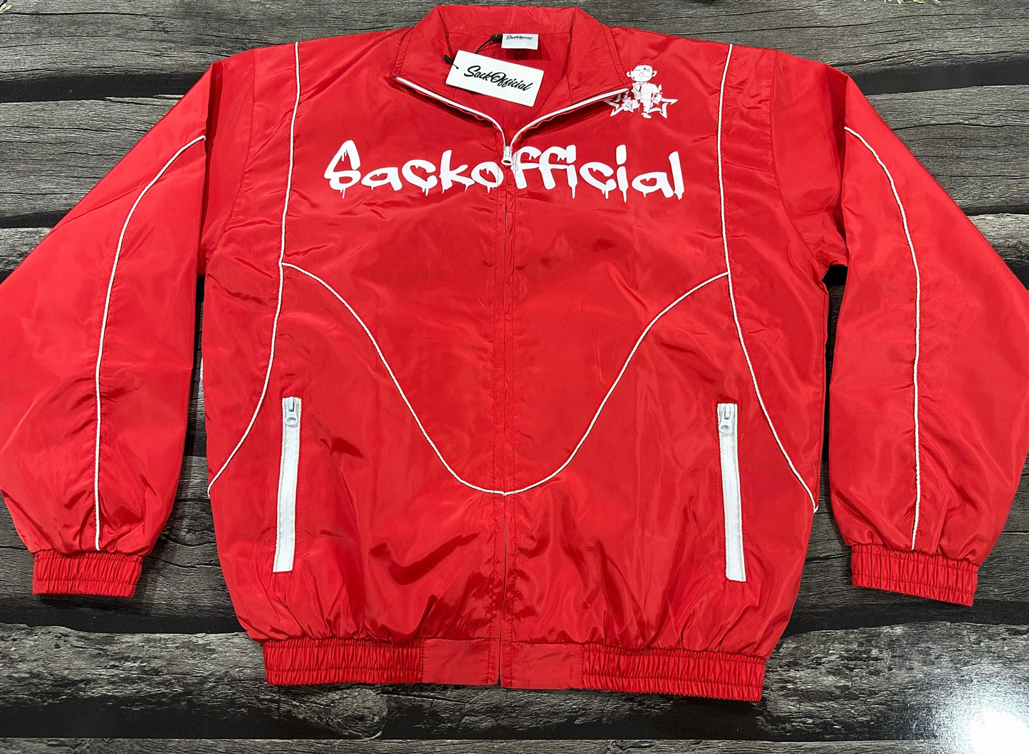SackOfficial men red retro windbreakers set