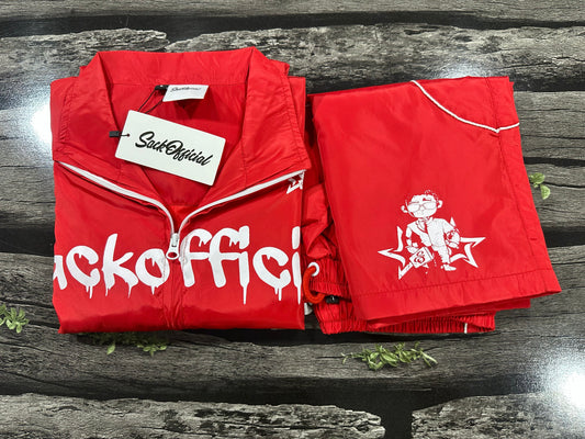 SackOfficial men red retro windbreakers set