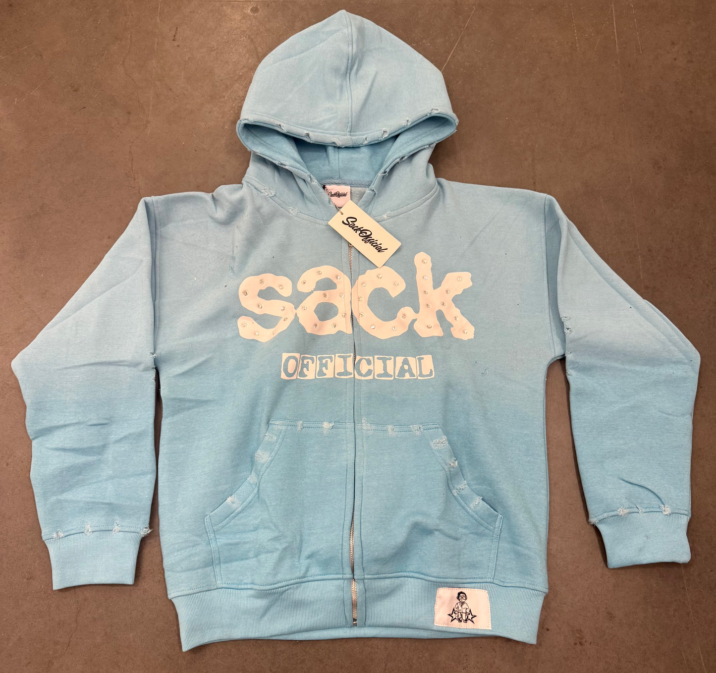 Original SackOfficial rhinestone zip up jackets